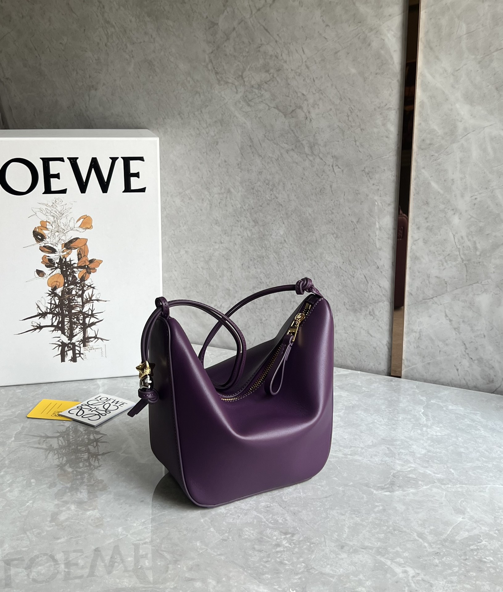 Loewe Mini Hammock Hobo Bag in Classic Calfskin Dark Purple